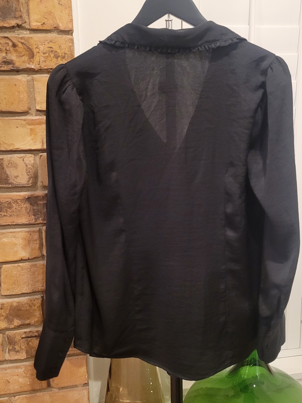 Express Black Ruffle-Trim Button Front Blouse - Picture 4 of 4